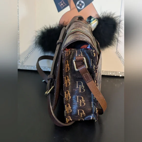 Dooney & Bourke Grace Signature DB Brown Crossbody Bag - Picture 5 of 17